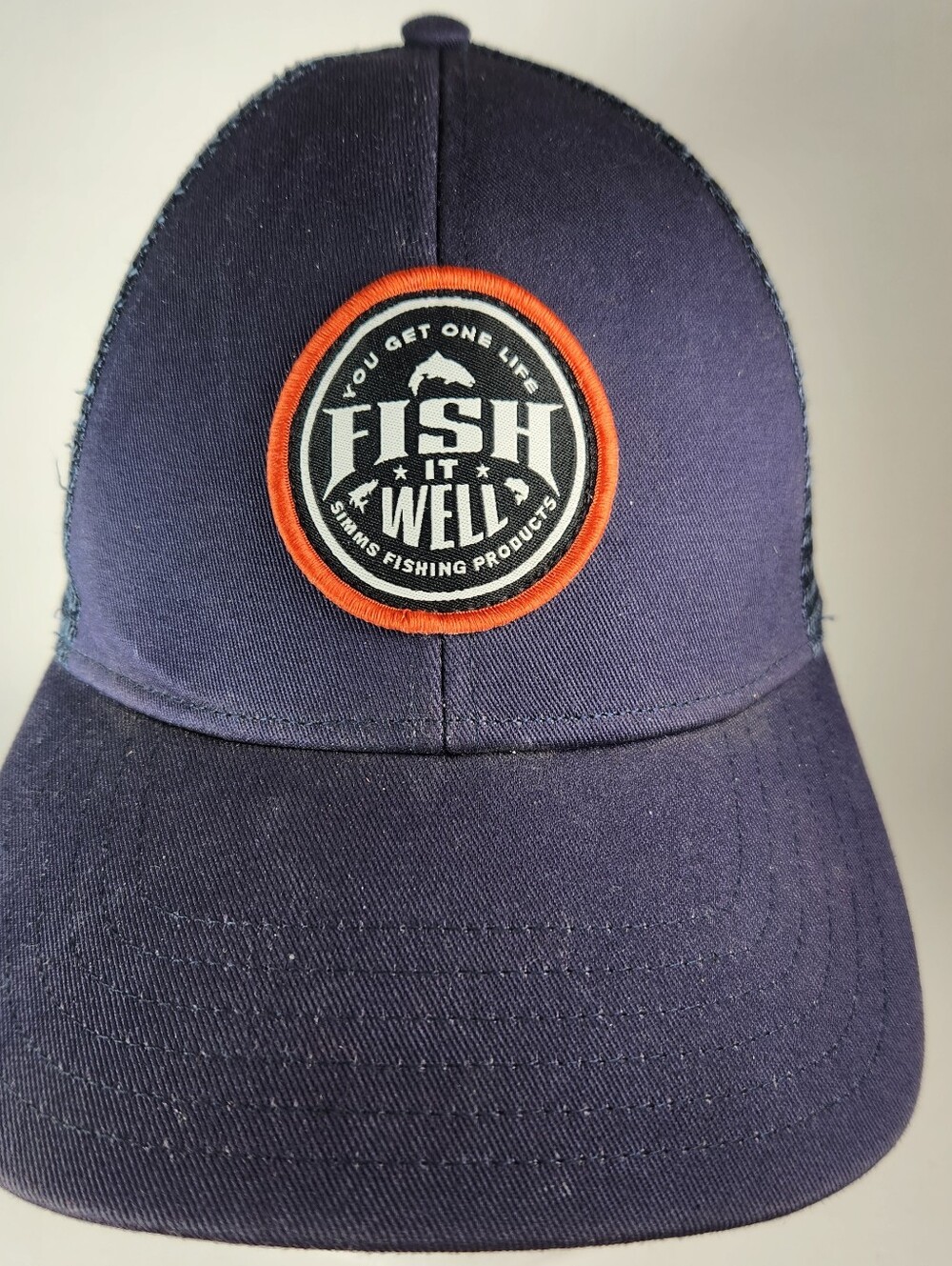 SIMMS Hat Cap Snapback Blue Fishing You Get One Life Fish It Well